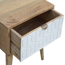 Sleek White Carved Nightstand