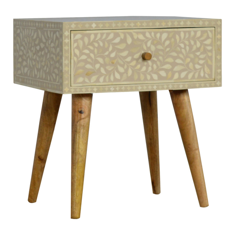 Floral Bone Inlay Nightstand