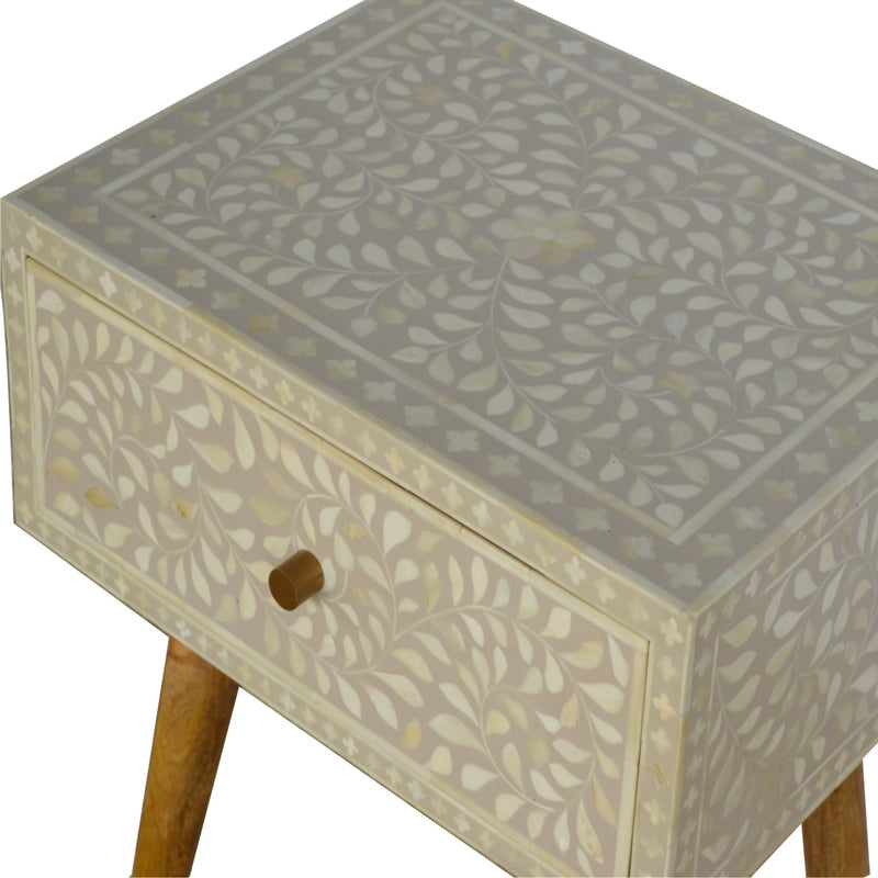 Floral Bone Inlay Nightstand