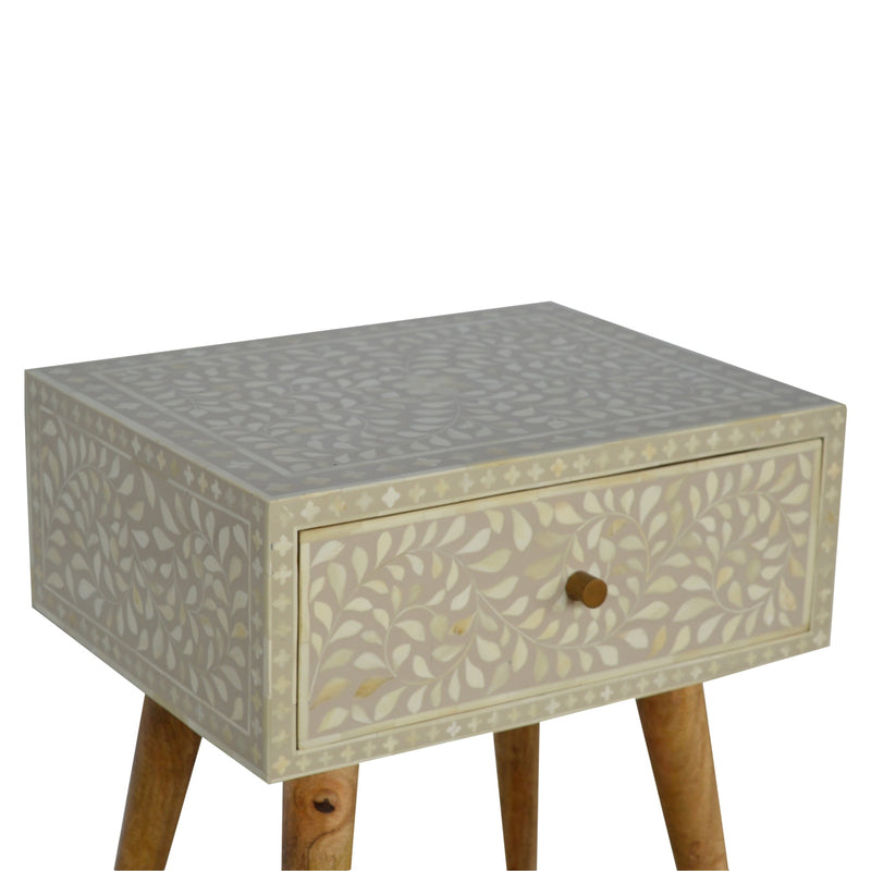 Floral Bone Inlay Nightstand