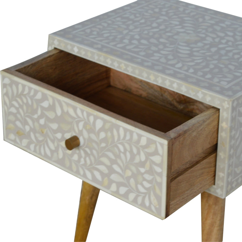 Floral Bone Inlay Nightstand