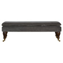 Grey Velvet Bench with Castor Feet