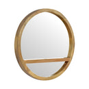 Wooden Round Mirror with 1 Shelf