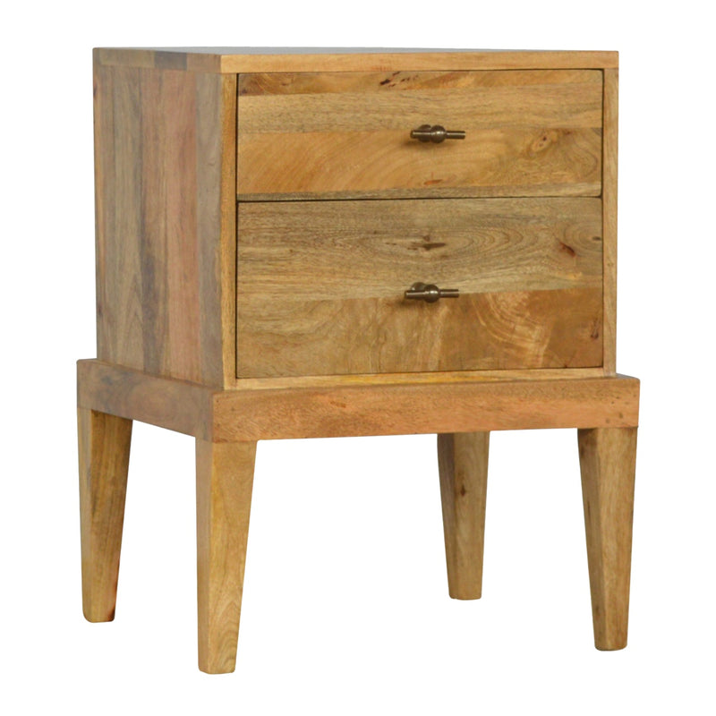 Solid Wood Nightstand with T-Bar Knobs