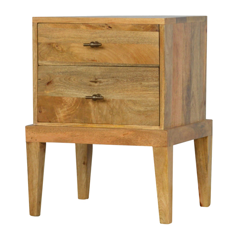 Solid Wood Nightstand with T-Bar Knobs