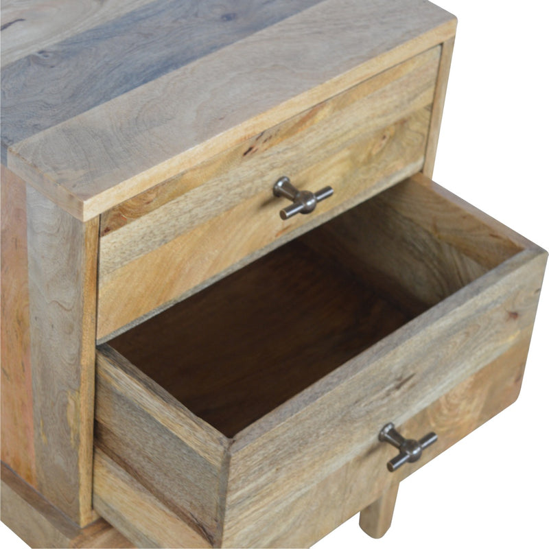 Solid Wood Nightstand with T-Bar Knobs