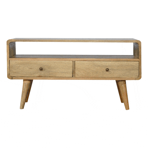 Curved Oak-ish Media Unit Artisan