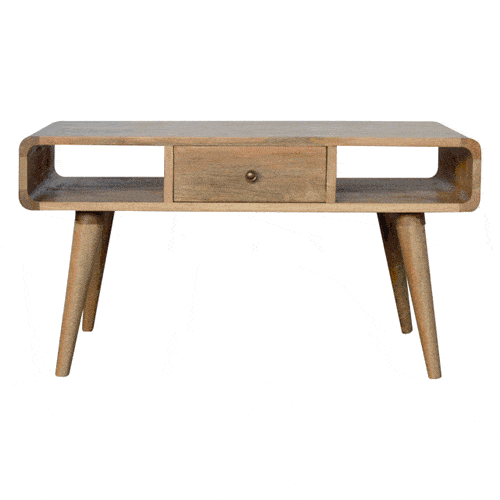 Curved Oak-ish Coffee Table Artisan