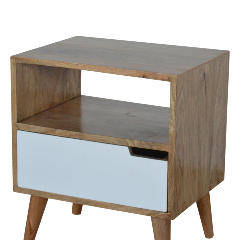 Open Slot White Painted Nightstand