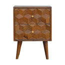 Chestnut Cube Carved nightstand Artisan