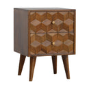 Chestnut Cube Carved nightstand Artisan