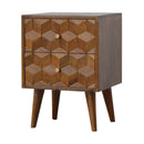 Chestnut Cube Carved nightstand Artisan
