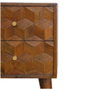 Chestnut Cube Carved nightstand Artisan