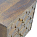 Chestnut Cube Carved nightstand Artisan