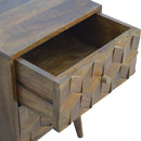 Chestnut Cube Carved nightstand Artisan