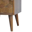 Chestnut Cube Carved nightstand Artisan