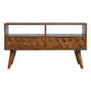 Chestnut Cube Carved TV Unit