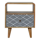 Mono Print Nightstand with Open Slot