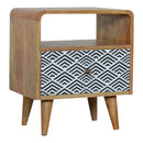 Mono Print Nightstand with Open Slot