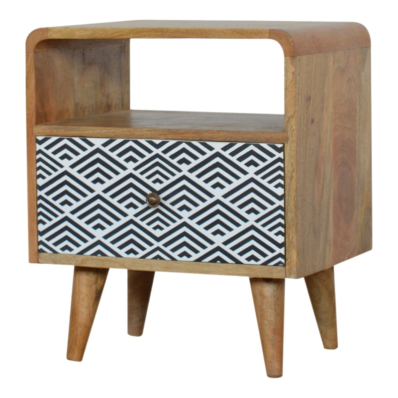 Mono Print Nightstand with Open Slot