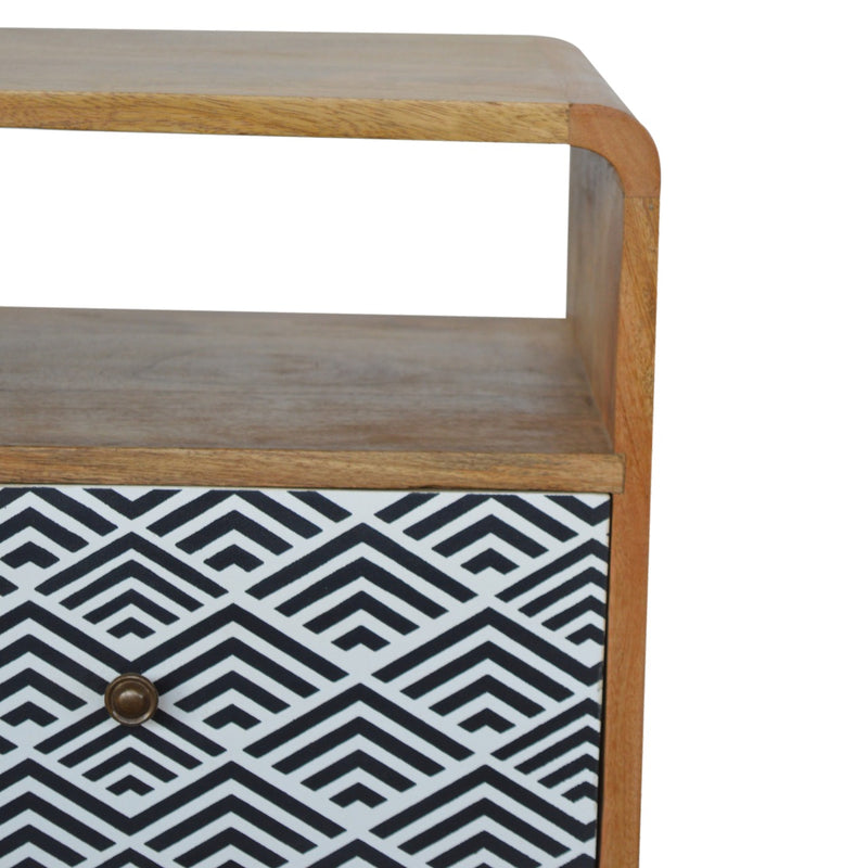 Mono Print Nightstand with Open Slot