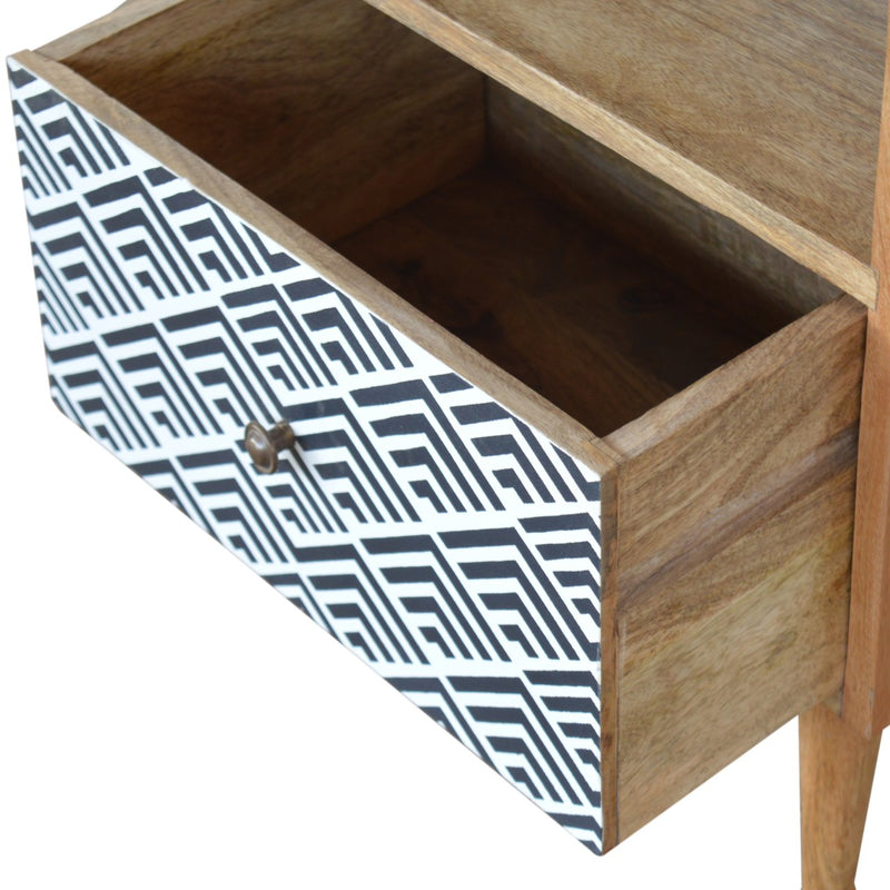 Mono Print Nightstand with Open Slot