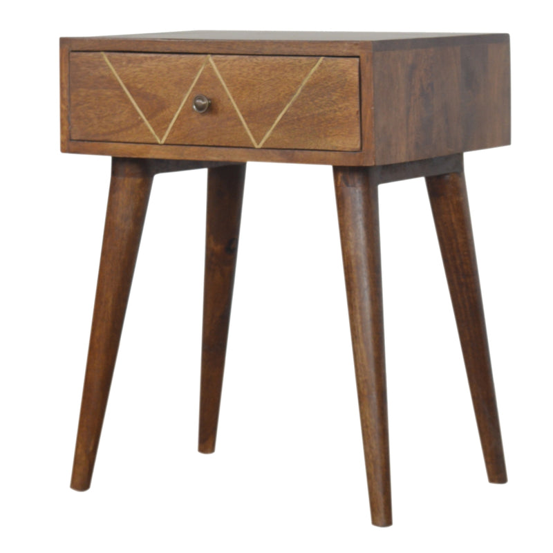 Geometric Brass Inlay Nightstand