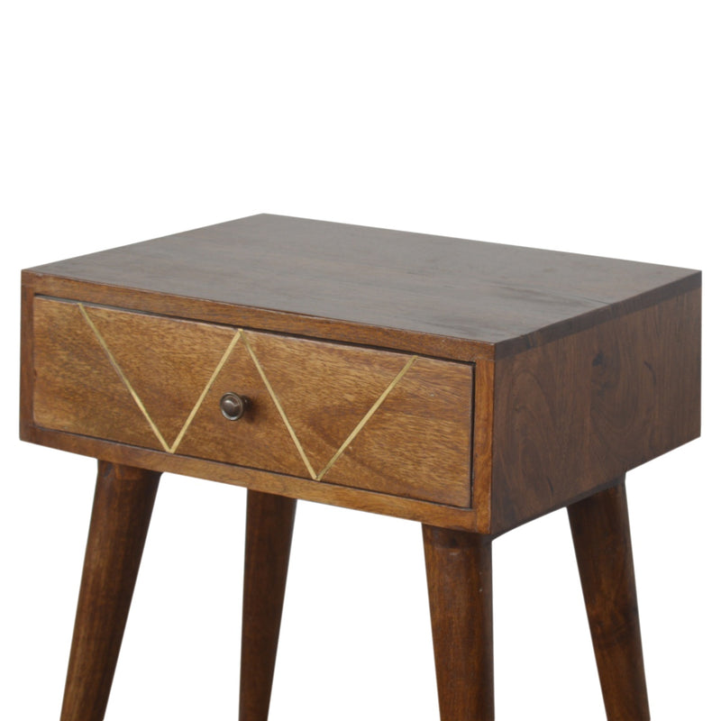 Geometric Brass Inlay Nightstand