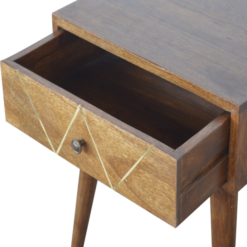 Geometric Brass Inlay Nightstand