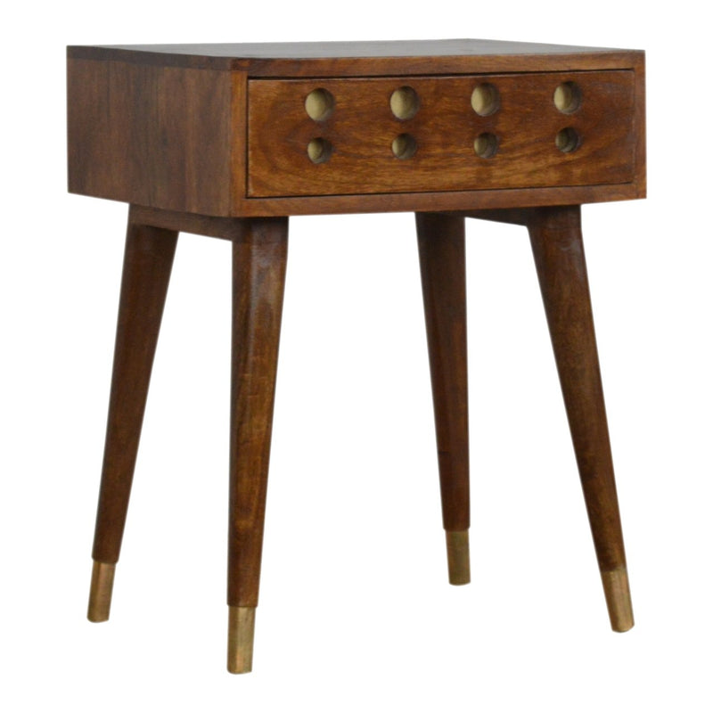 Chestnut Brass Cut out Nightstand