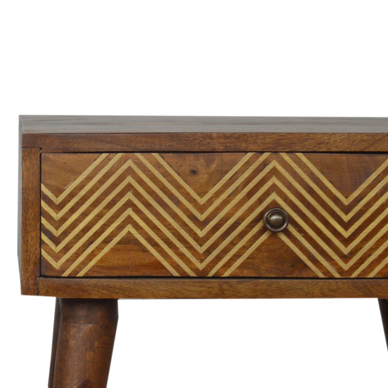 Brass Inlay Chevron Nightstand