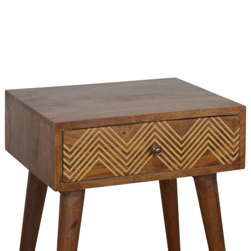 Brass Inlay Chevron Nightstand