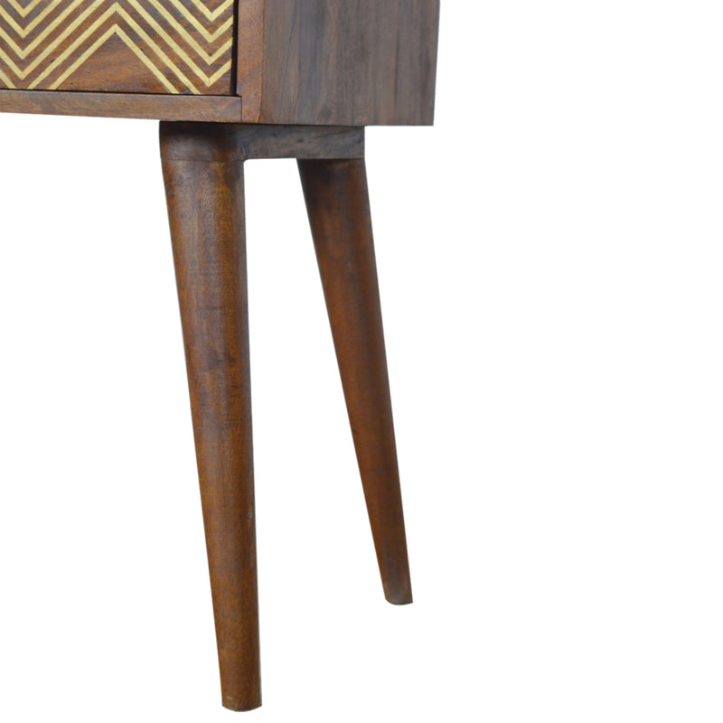 Brass Inlay Chevron Nightstand