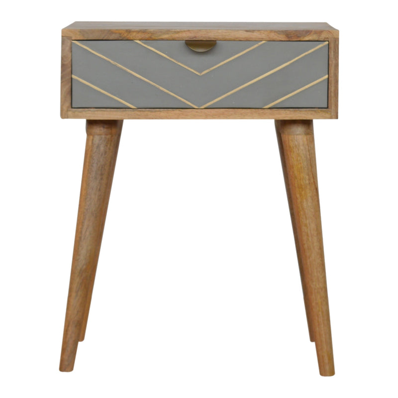 Sleek Cement Brass Inlay Nightstand
