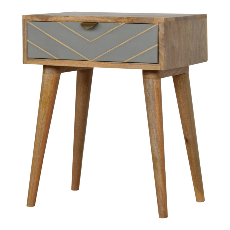 Sleek Cement Brass Inlay Nightstand