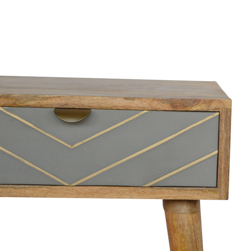 Sleek Cement Brass Inlay Nightstand