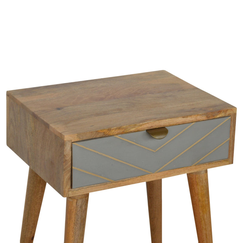 Sleek Cement Brass Inlay Nightstand