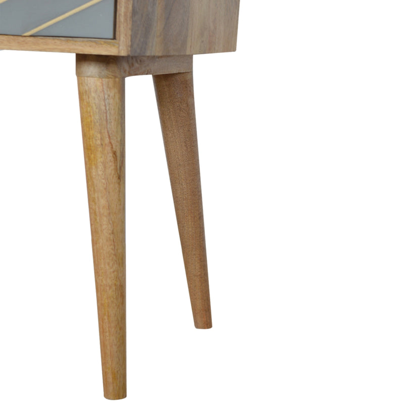Sleek Cement Brass Inlay Nightstand