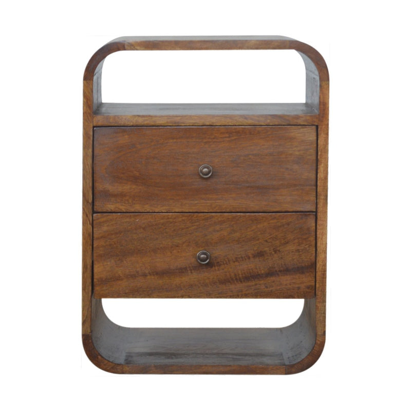 Chestnut Curve 2 Drawer nightstand Artisan