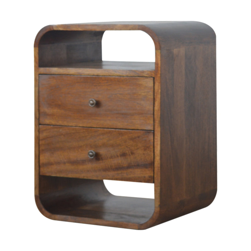 Chestnut Curve 2 Drawer nightstand Artisan