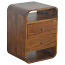 Chestnut Curve 2 Drawer nightstand Artisan