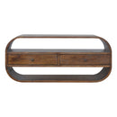 Chestnut Curved Edge Media Unit with 2 Drawers Artisan