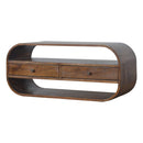 Chestnut Curved Edge Media Unit with 2 Drawers Artisan