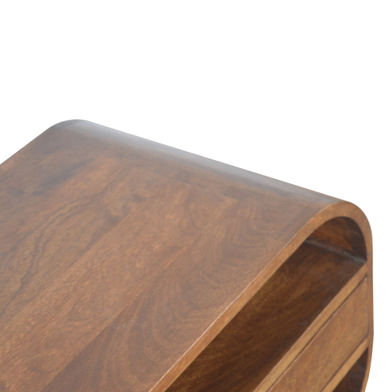 Chestnut Curved Edge Media Unit with 2 Drawers Artisan