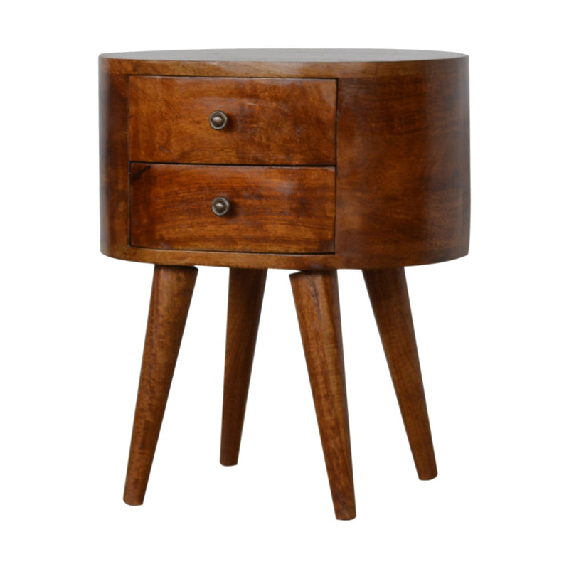 Chestnut Rounded nightstand Table Artisan