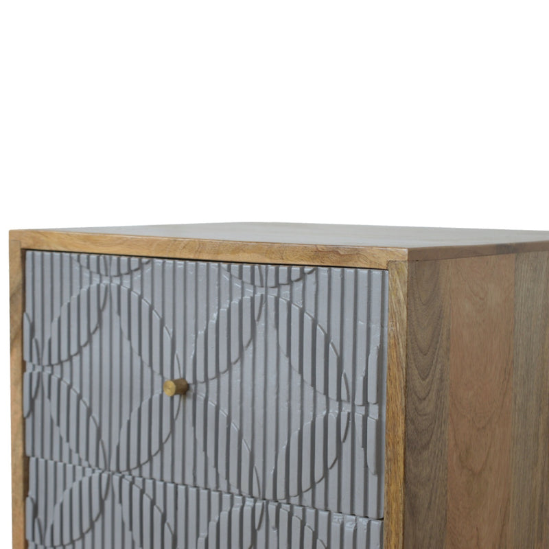 Geometric Carved Nightstand
