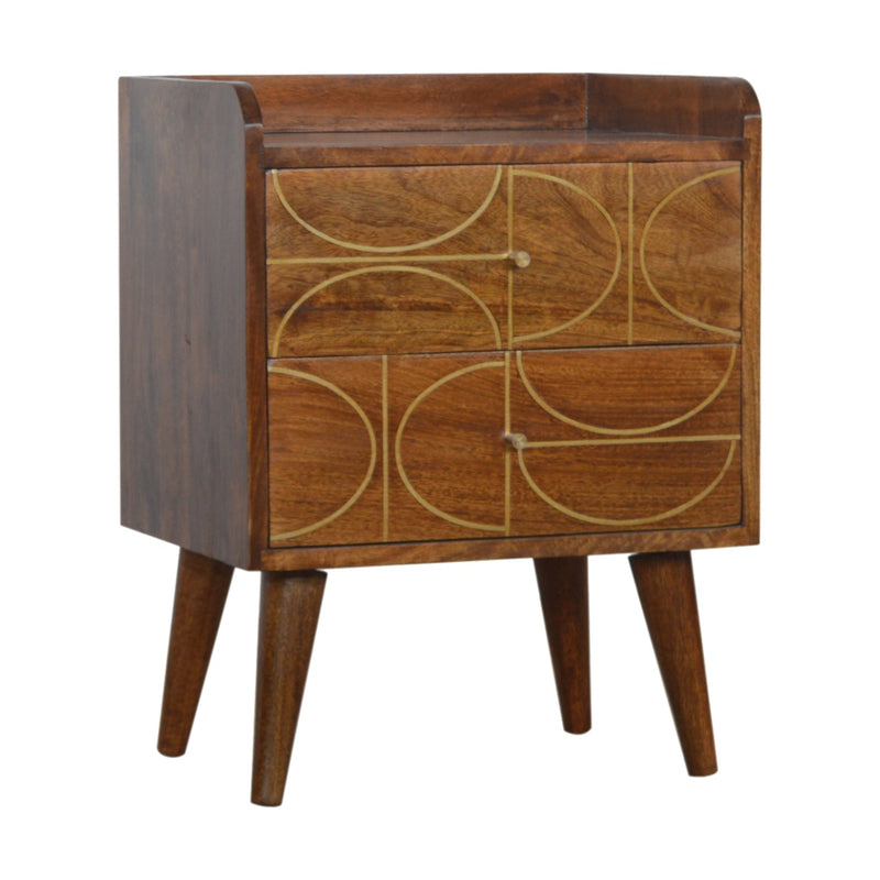 Chestnut Inlay Abstract Nightstand