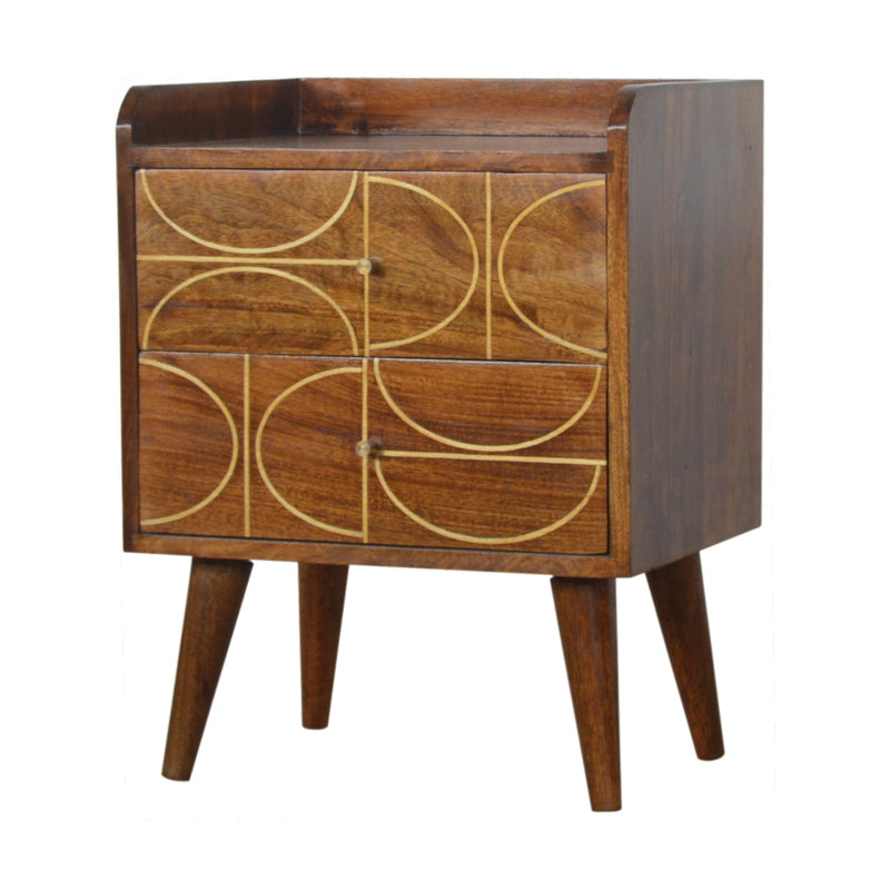 Chestnut Inlay Abstract Nightstand