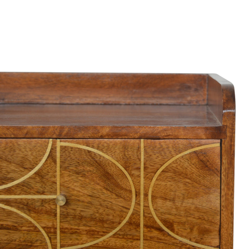 Chestnut Inlay Abstract Nightstand