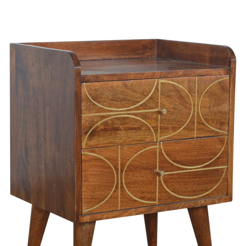 Chestnut Inlay Abstract Nightstand